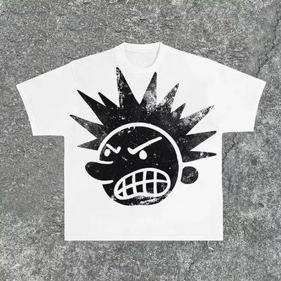 Street Wear Y2K Clothing T-shirt Men's Printed Hip Hop Cartoon Print T-shirt Gothic 100% Cotton Breathable Short Sleeve