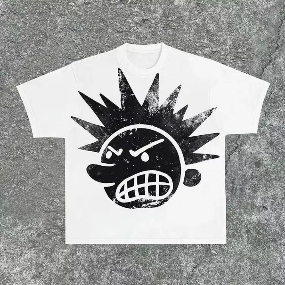 Street Wear Y2K Clothing T-shirt Men's Printed Hip Hop Cartoon Print T-shirt Gothic 100% Cotton Breathable Short Sleeve
