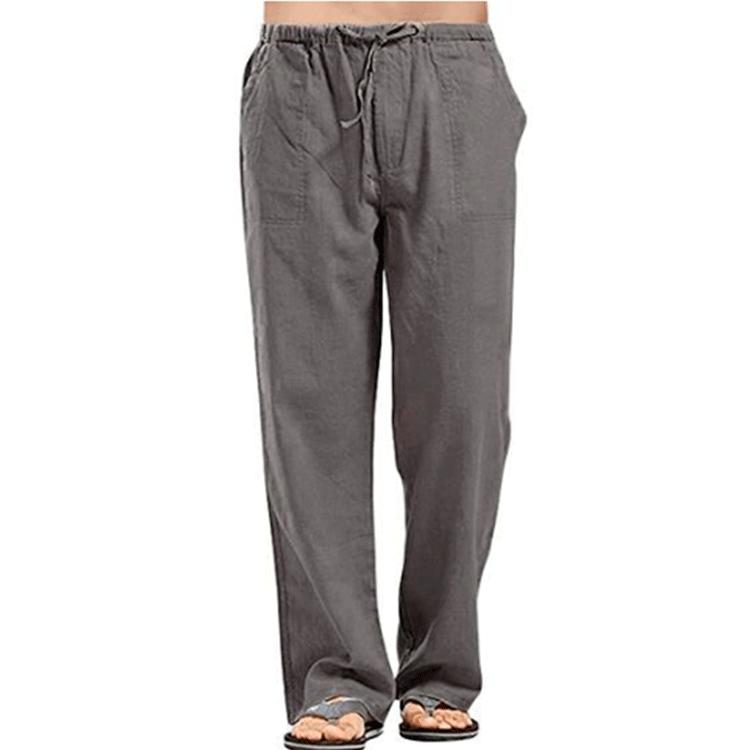 Cotton and Linen Men's Breathable and Sweat Absorbing Pants for Spring and Autumn, Casual Wide Leg Pants