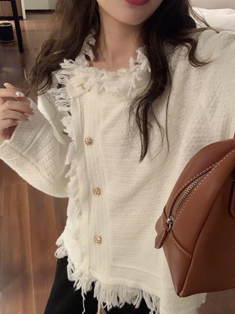 Women's Tassel Soft Knit Cardigan Coat - Slimming Design, Gentle Fashion for Spring and Autumn