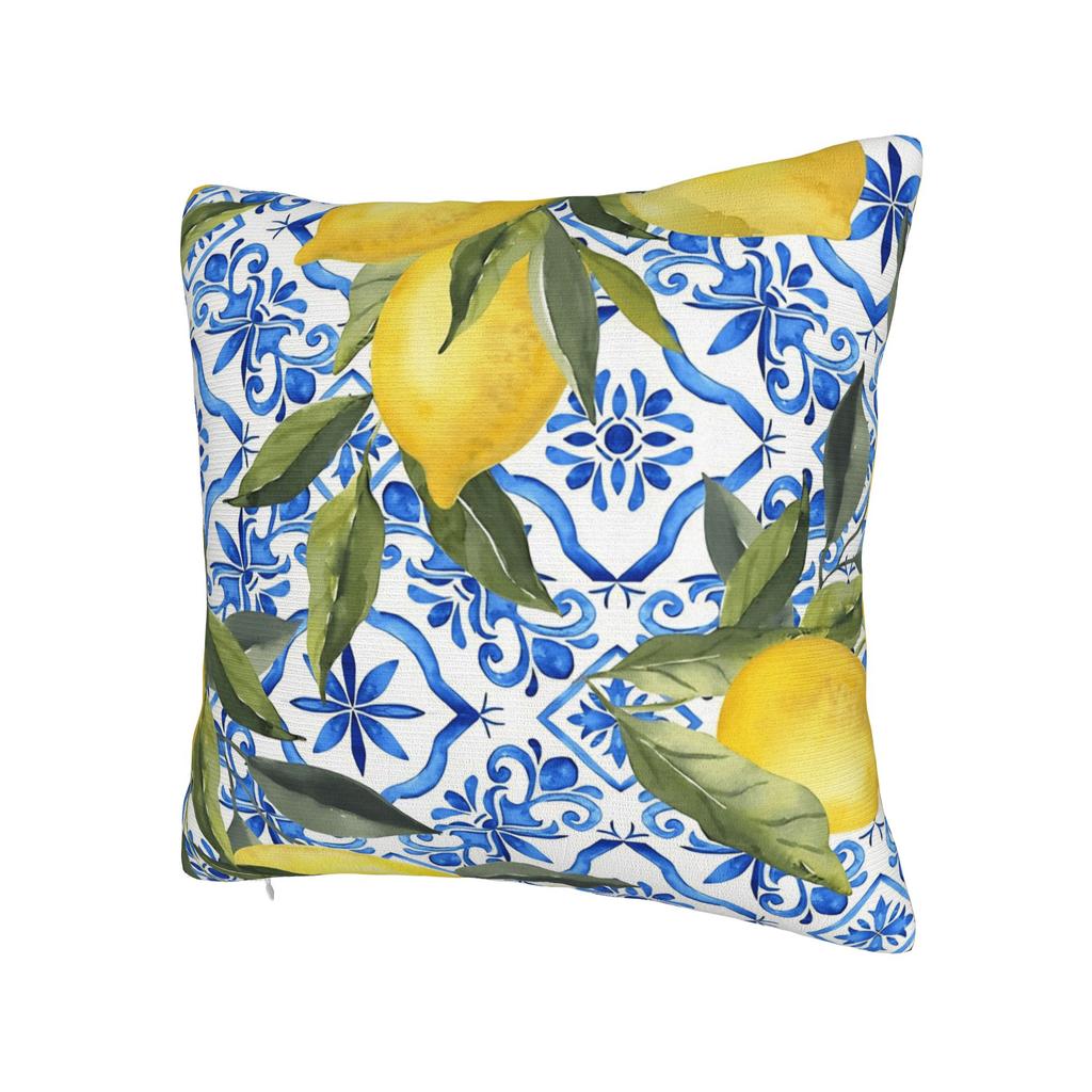 Lemon And Blue Pattern Pillow Case Morden Pillow Cover Soft Pillowcases For Sofa Car Home Decor