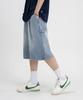 LEMAIN SECOND Bermuda Wide One-Pleat Carpenter Washed Denim Elastic Shorts [Light Blue]