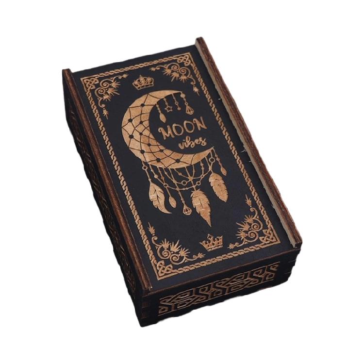 Wood Push Pull Tarots Card Storage Box Portable Card Container Astrology Trinkets Box Divination Card Storage Case