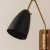 Wood and Brass Wall Sconce – Adjustable Mid Century Modern Bedside Lamp, Handmade Gold Finish Wall Light Fixture