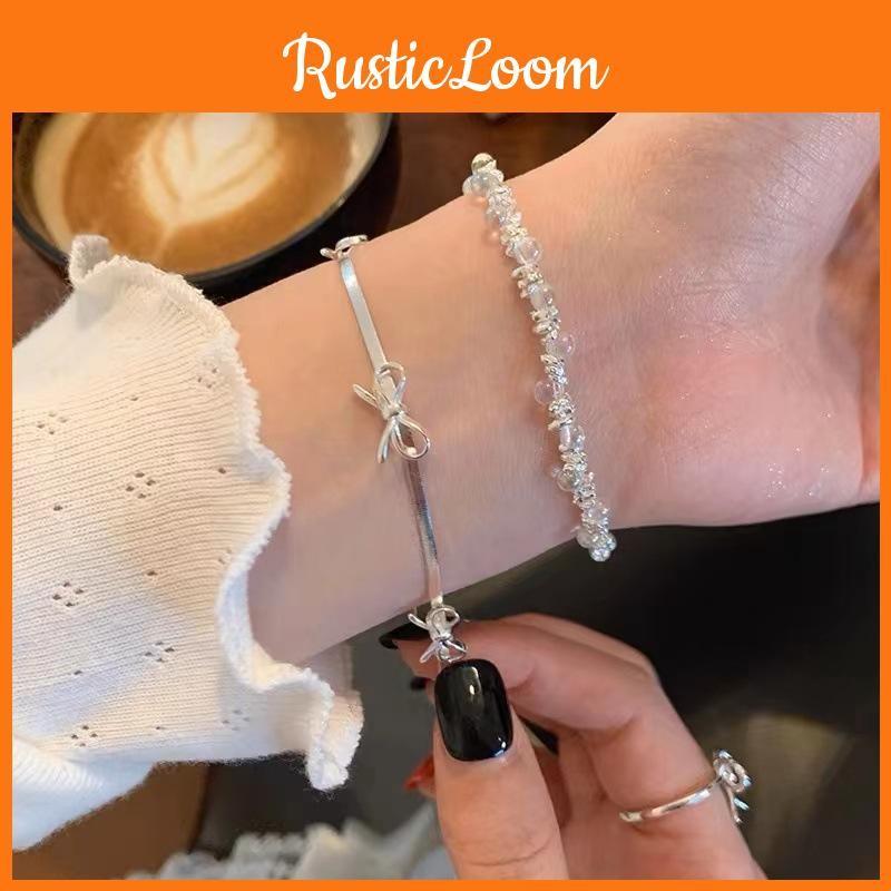 And Chic Modern Silver Bow Knot Bracelet For Women Minimalist Highend Geometric Jewelry