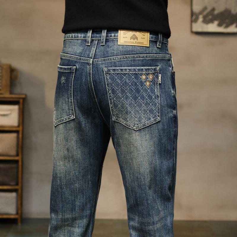 JYL Новые широкие эластичные модные ретро мужские джинсы прямые для полных. 29 доллар билл