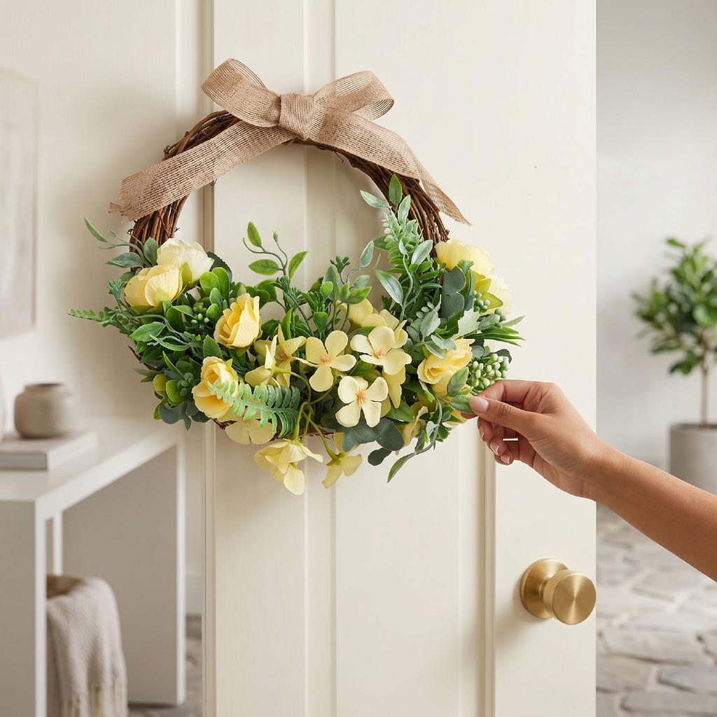 Faux Half Wrth Spring Yr Round Artificial Floral Wrth for Farmhouse Front Door Porch Wedding Decor