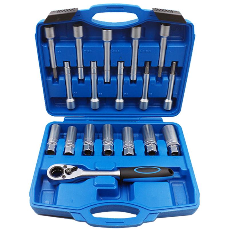 18pcs Steering Hub Suspension Shock Absorber Strut Nut Removal Tool Socket Kit Ratchet Sockets Set