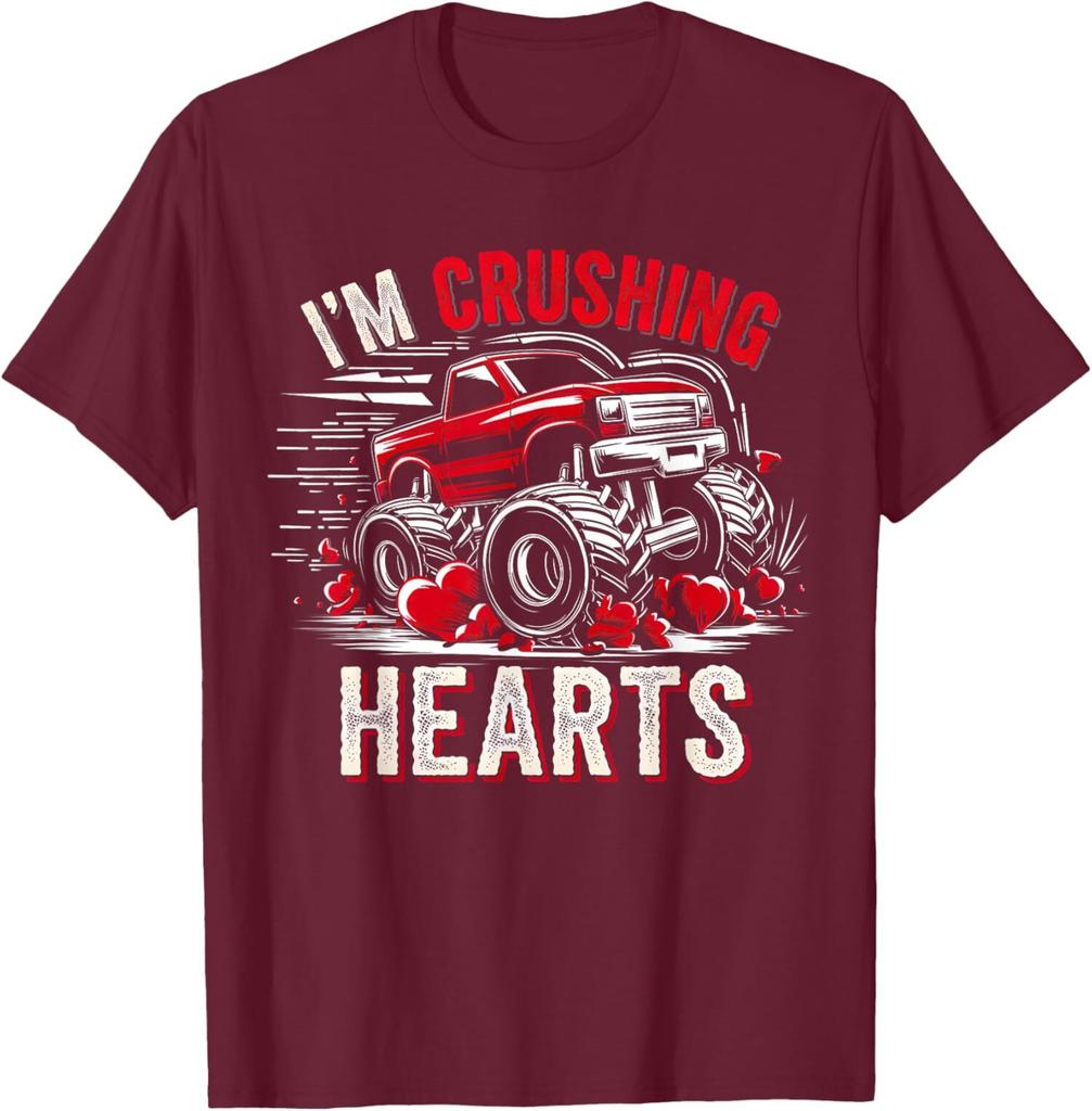 I Crush Hearts Monster Truck Funny Valentines Day Unisex T-Shirt