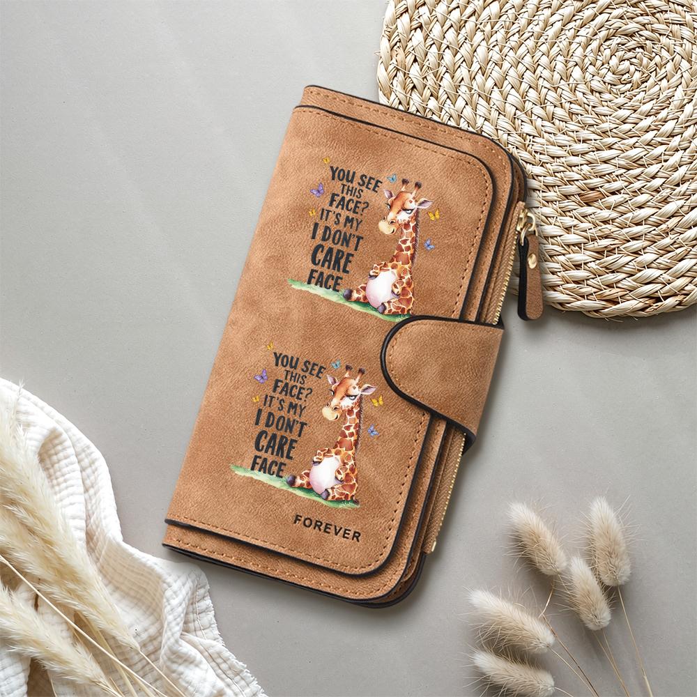 Cute Giraffe Print Long Wallet Fashion Casual Large Capacity Card Holder Portable PU Leather Purse
