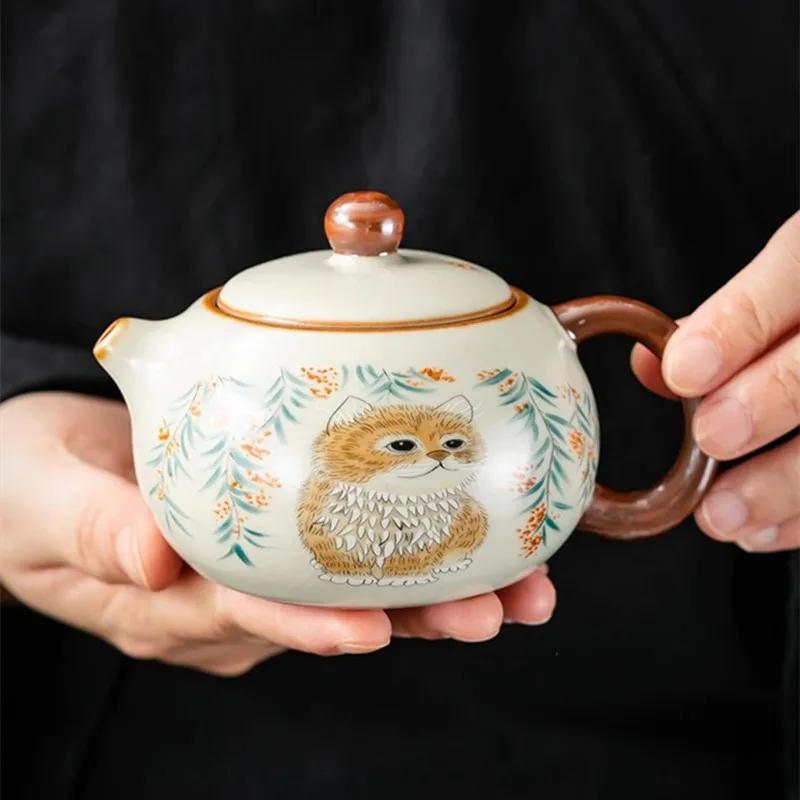 Xishi Pot, Cat Teapot, Kung Fu Teapot, Tea Maker Set, Ru Kiln, One Person Drinking, Women's Ceramic Home Use