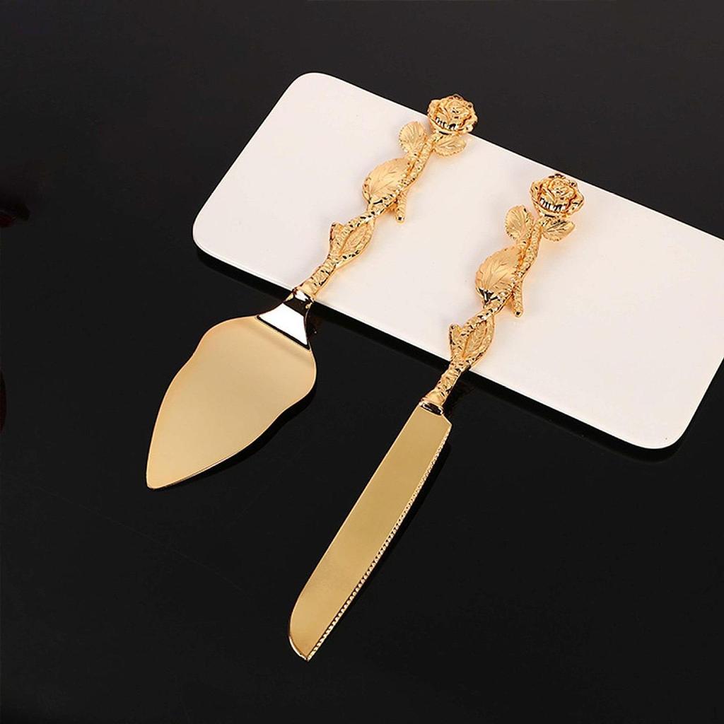 2Pcs Cake Cutting Set for Wedding Shovel Carver Pizza Cheese Pie Silver