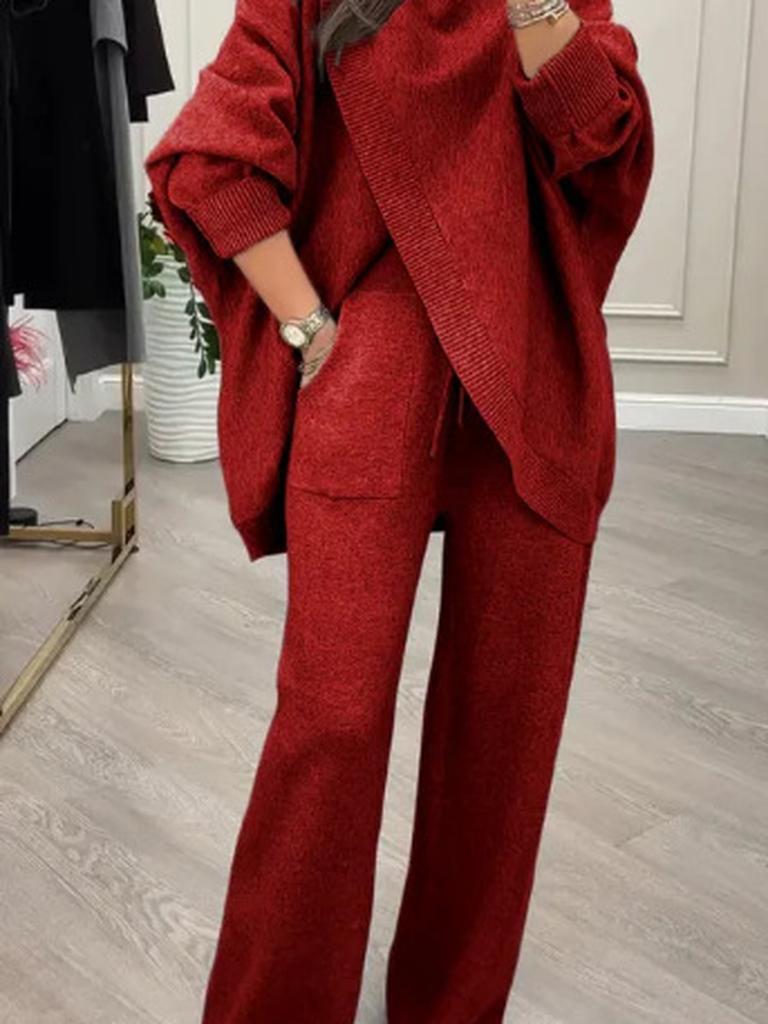 New Arrivals Women's Solid V-Neck One-Button Ruched Knitwear Set Two Piece Outfit