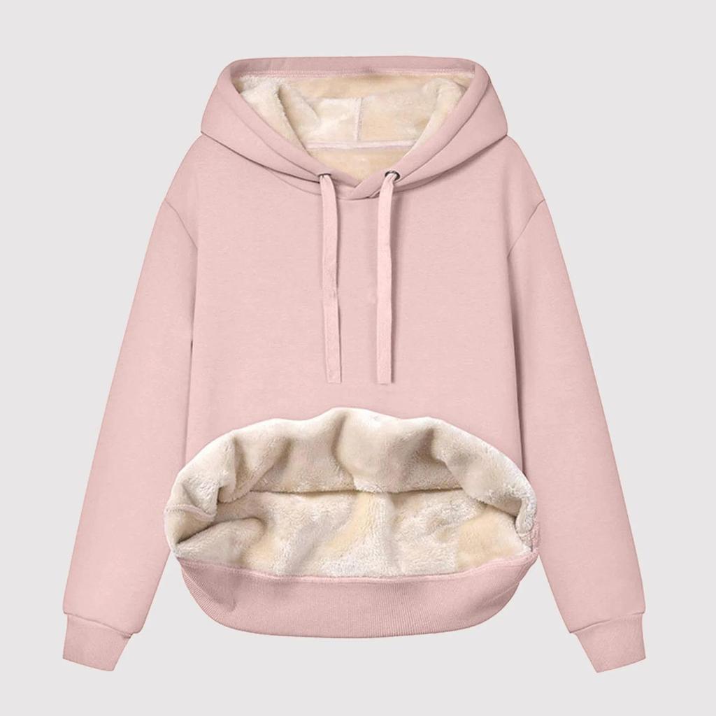 Sudadera Cálida de Felpa para Mujer con Forro Polar Invierno Manga Larga Cálida Terciopelo Jerséis Reversibles Sudaderas Para Mujer Ropa de Casa