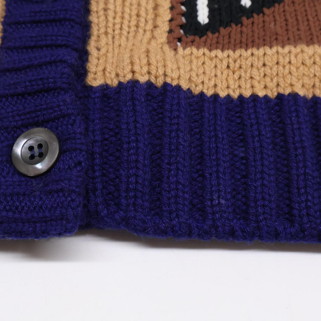 Prada [Domestic Regular] P25G51 S191 Cashmere Logo Design Knit Tops 40 Beige / blueUsed