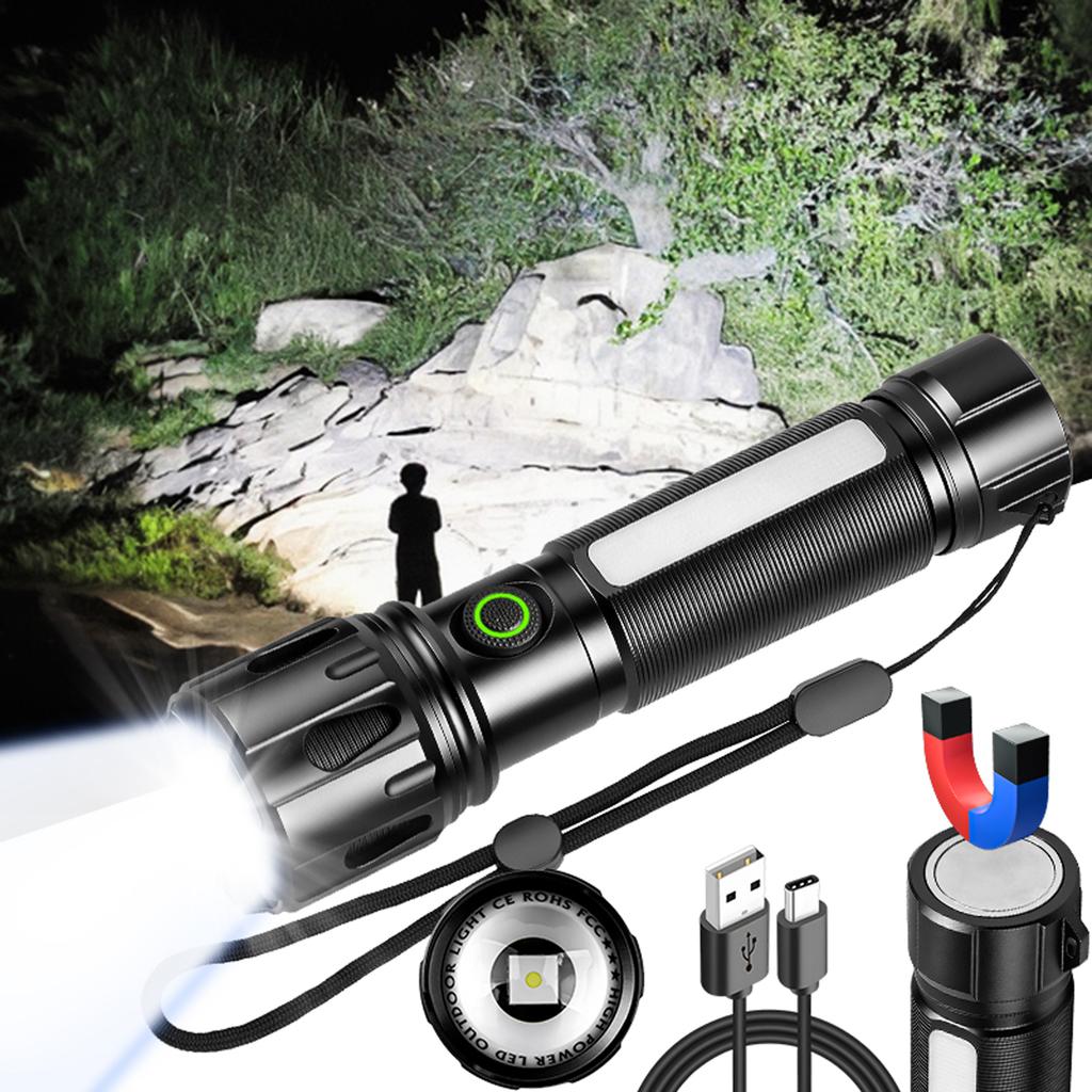 RGB Magnetic Pocket Light USB Rechargeable Aluminum Alloy Bright Flashlights Multi-Purpose for Outdoor Emergency Lighting