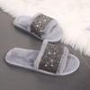 Fashion Fashion Bling Cotton Slippers for Women Open Toe Slip On Fur Slippers Woman Autumn Winter Faux Fur Indoor Flats Fur Slides Mujer