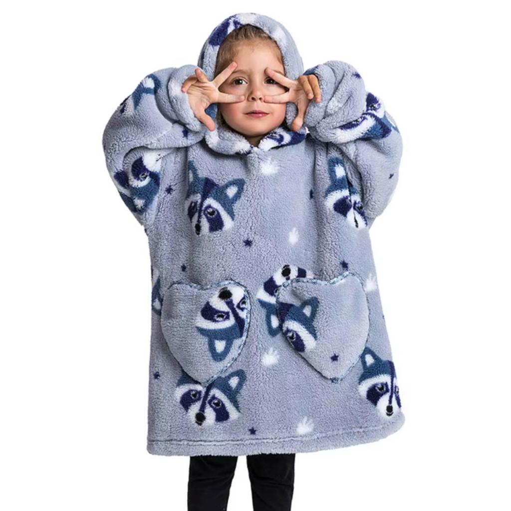 Blanket Sweatshirt Oversize Children's Blanket Sweatshirt 2In1 Raccoon Nativity Scene Pajamas Blanket