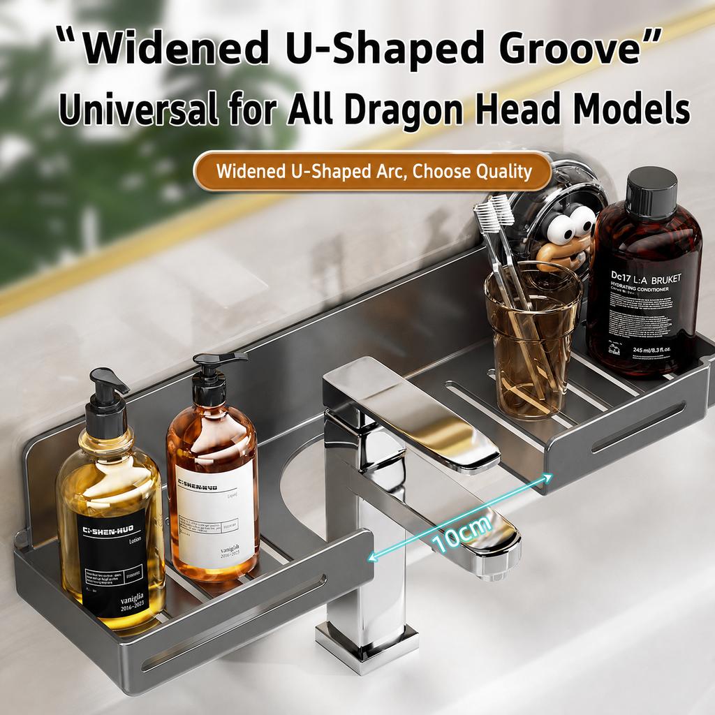 Suction Cup Storage Rack Wall Mounted No-Drill Bathroom Kitchen Drainage Organizer Carbon Steel