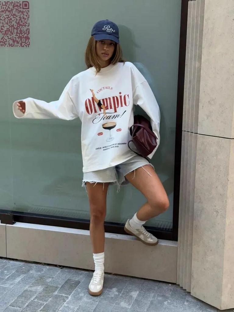 100% cotton t-shirt spring fashion temperament flow niche chic design sense age-reducing printing