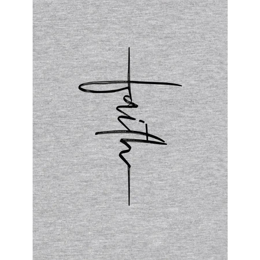 Men's 100% Cotton Faith Pattern Printed T-shirt, Casual Short Sleeved Round Neck T-shirt, Summer Outdoor Men's Clothing