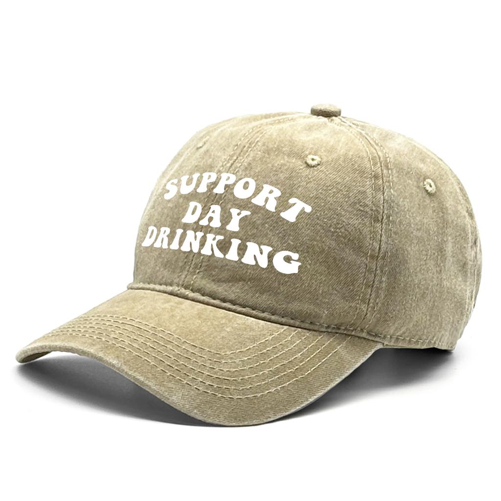 Unisex Adjustable Baseball Cap “Support Day Drinking” Dad Hat Washed Retro Snapback Caps Ideal Choice For Outdoor Accessory