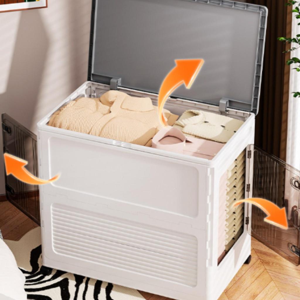 2 Pieces Storage Cabinet with Swivel Casters Collapsible for Dorm