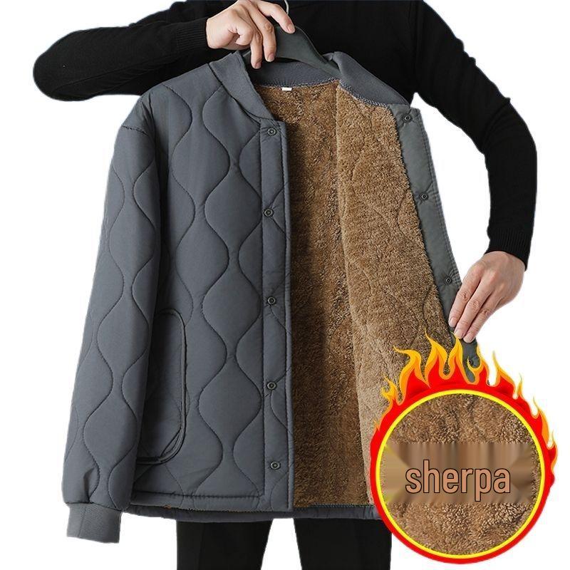 Men's Lambswool Cotton Jacket Liner - Warm, Thickened, Close-Fitting for Autumn/Winter