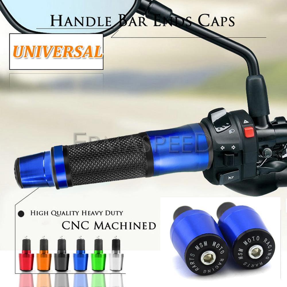 Poignées de Guidon de Moto 7/8 pouces Avec Embout de Guidon Racing Moto CNC Aluminium&Caoutchouc Poignées de Guidon de Moto