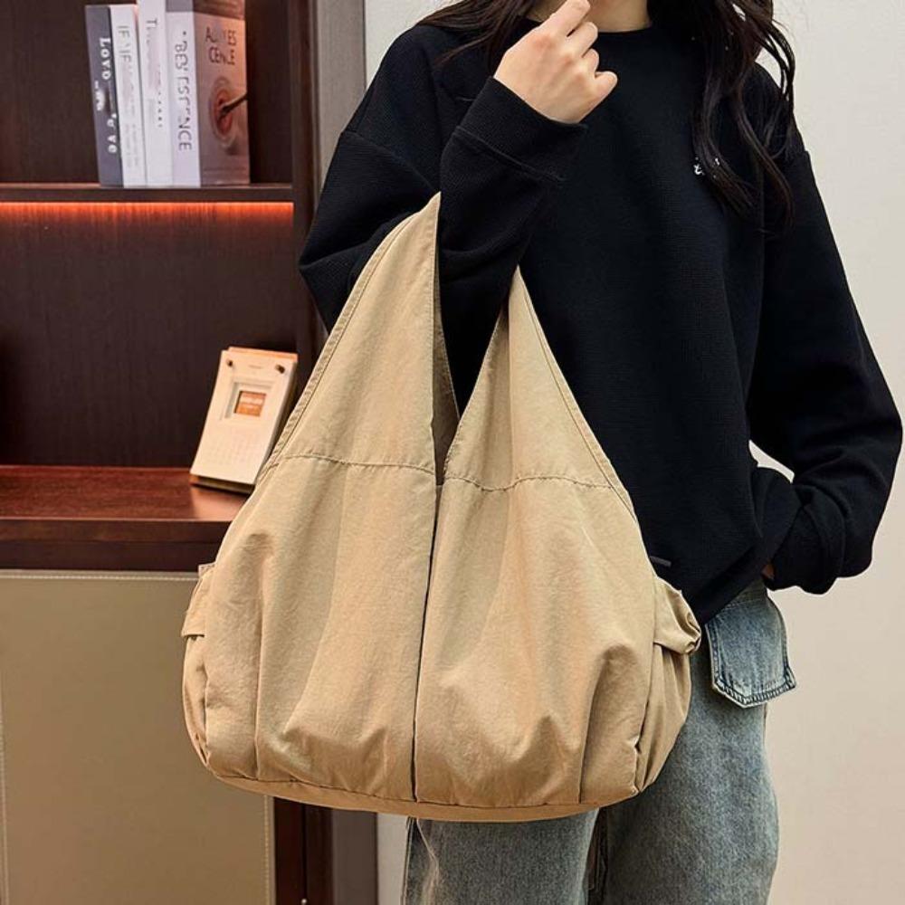 Multi-Pocket Nylon Shoulder Bag Casual Storage Pouch Underarm Bag Large Capacity Tote Bag  Daily