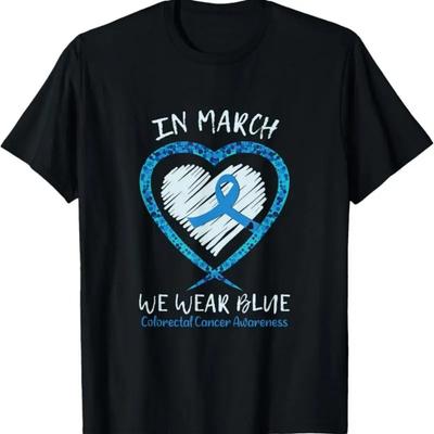 Heart In March We Wear Blue Colorectal Cancer Awareness T Shirt