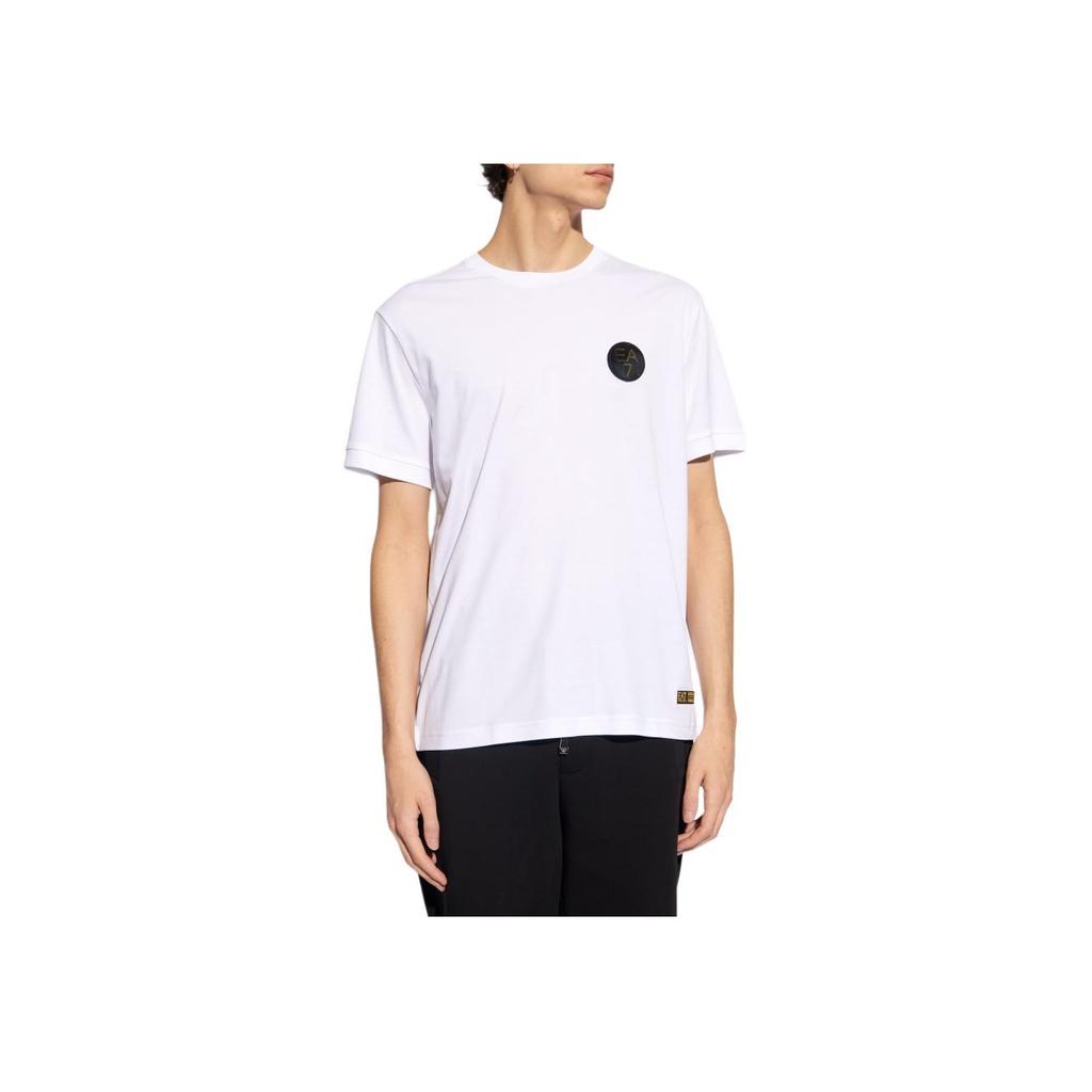 Emporio Armani EA7 SS24 Solid Logo Patch Round Neck Short Sleeve T-Shirt Men tops White 3DPT31-PJRGZ-1000
