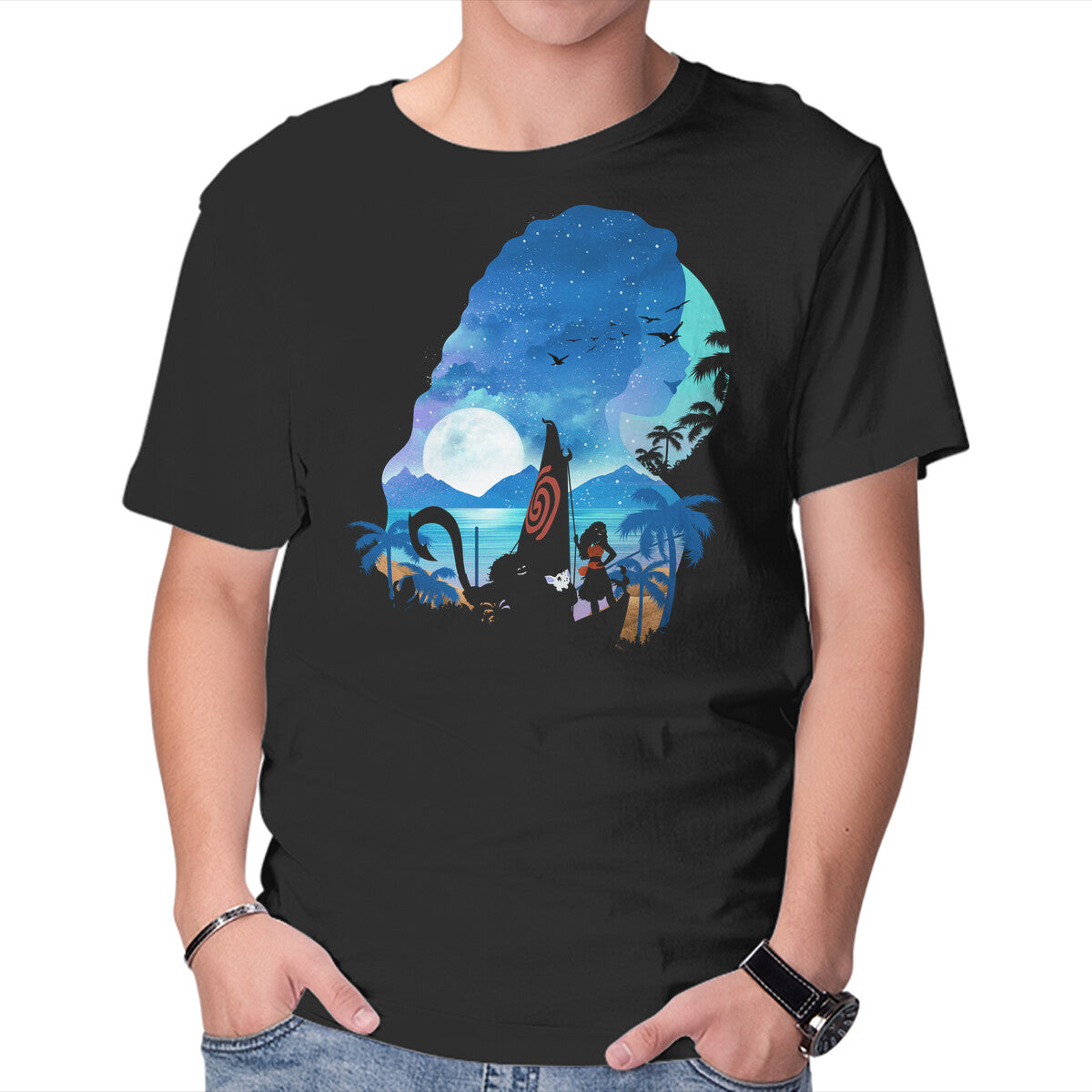 Unisex Crew Neck T-Shirt The Daughter Of The Sea Graphic Short Sleeve Casual Tee XXXXL