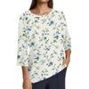 Damenmode, lässig, Rundhalsausschnitt, 3/4-Ärmel, lockeres bedrucktes T-Shirt, Damen-Top