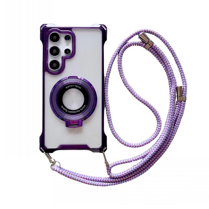 

Four Corner Strap Case For Samsung Galaxy S24 Ultra S26 S22 S25 FE S23 Plus A17 Magnetic Magsafe Stand Crossbody Lanyard Cover S25 Ultra