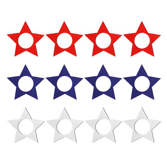 

12 шт патриотических колец для салфеток красные белые синие деревянные кольца для салфеток в форме звезды многоразовые