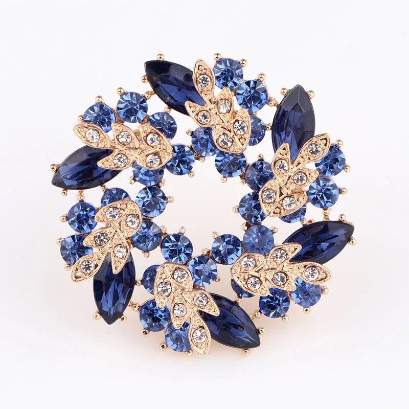 Broches à fleurs en cristal pour femmes, bijoux en strass, broche en tissu pour fête de mariage