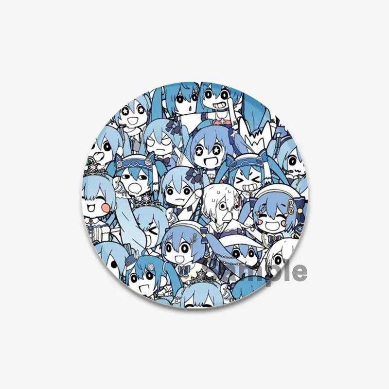 32/44/58mm Cute Cartoon Figure Miku Brooches Cosplay Singer Exquisit Badge for Collar Backpack Hat Accessory Handmade Pin Gift