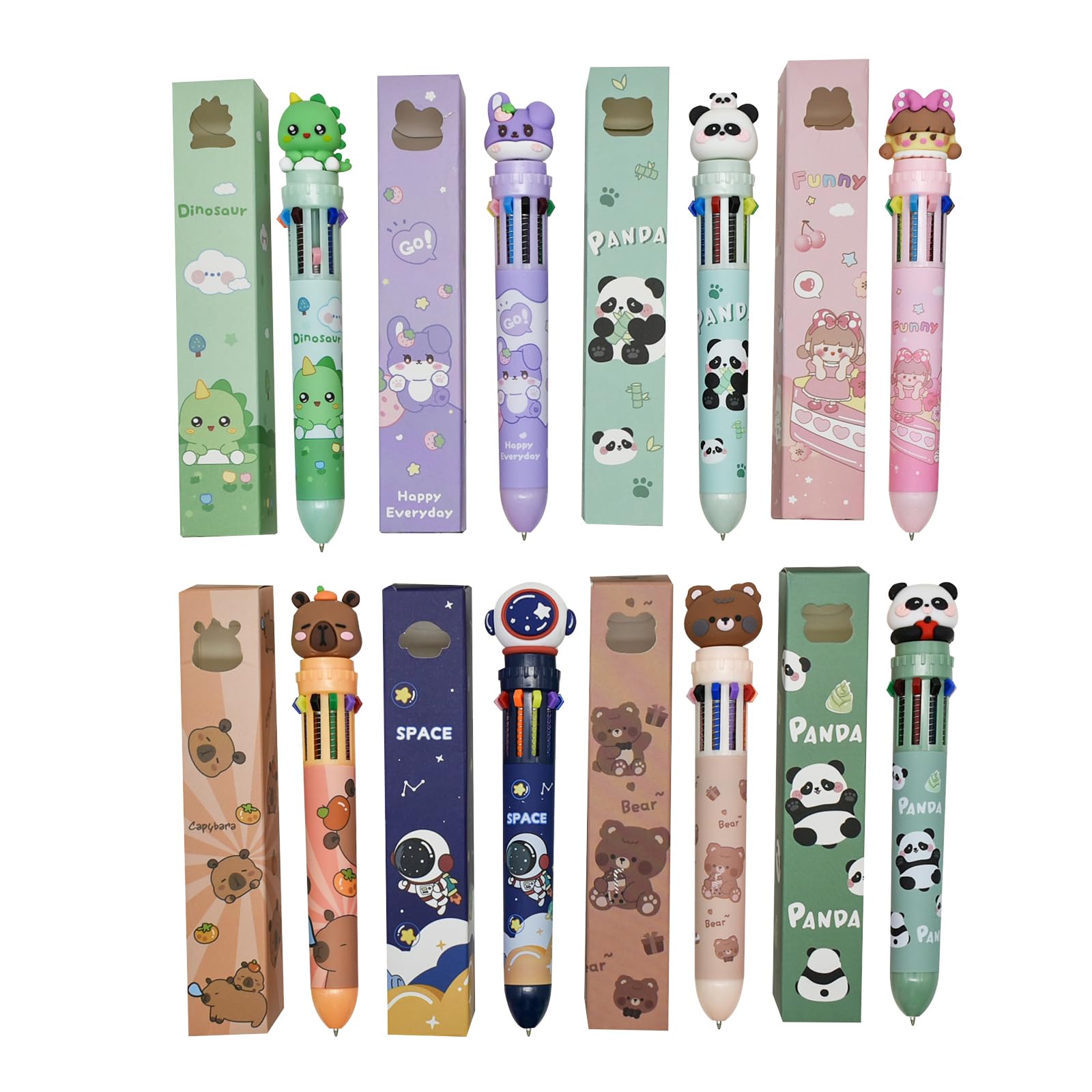 

Lopenle Ballpoint Multicolor Ballpoint Cute Writing Instruments with Marking 10 Interchangeable Retractable Ballpoint Multifunctional Stationery Set