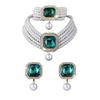 Multi-layer Imitation Pearl Crystal Earrings Bracelet Necklace Three-piece Set Bridal Luxury Full of Diamond Jewelry Women
