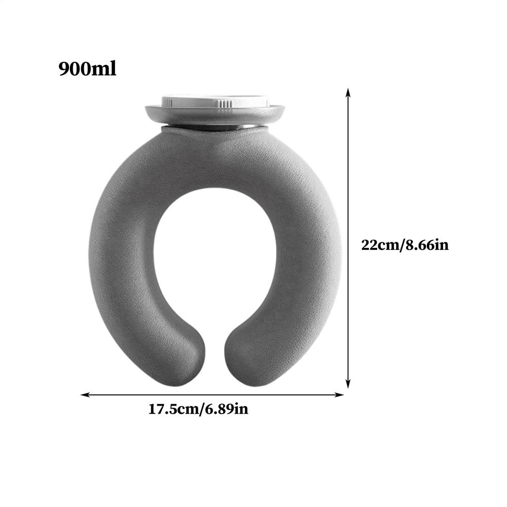

U Shape Hot Water Bottle Leak Proof Safe Pillow Hot Water Bottle for Neck for Women Family Home Office Study Travel Commute серый