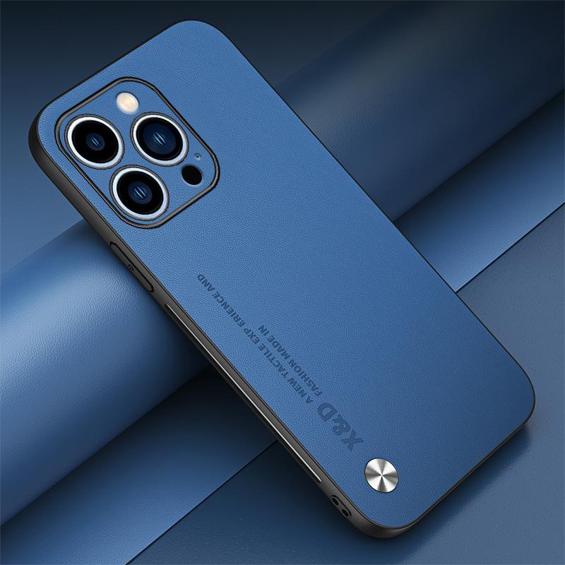 Applicable to iphone16 Kunlun plain leather mobile phone case Apple 15ProMax leather skin feel anti-drop 14 protective case XS
