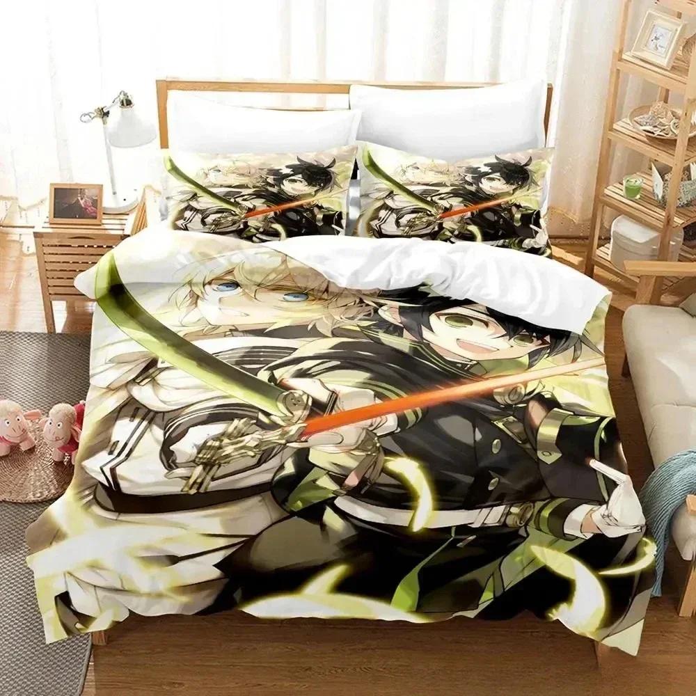 

Модный комплект постельного белья Seraph of the end с принтом, с наволочкой и пододеяльником, мягкий, размеры Квин и Кинг, постельные принадлежности для дома, для взрослой и детской спальни 70x133cm 2pcs