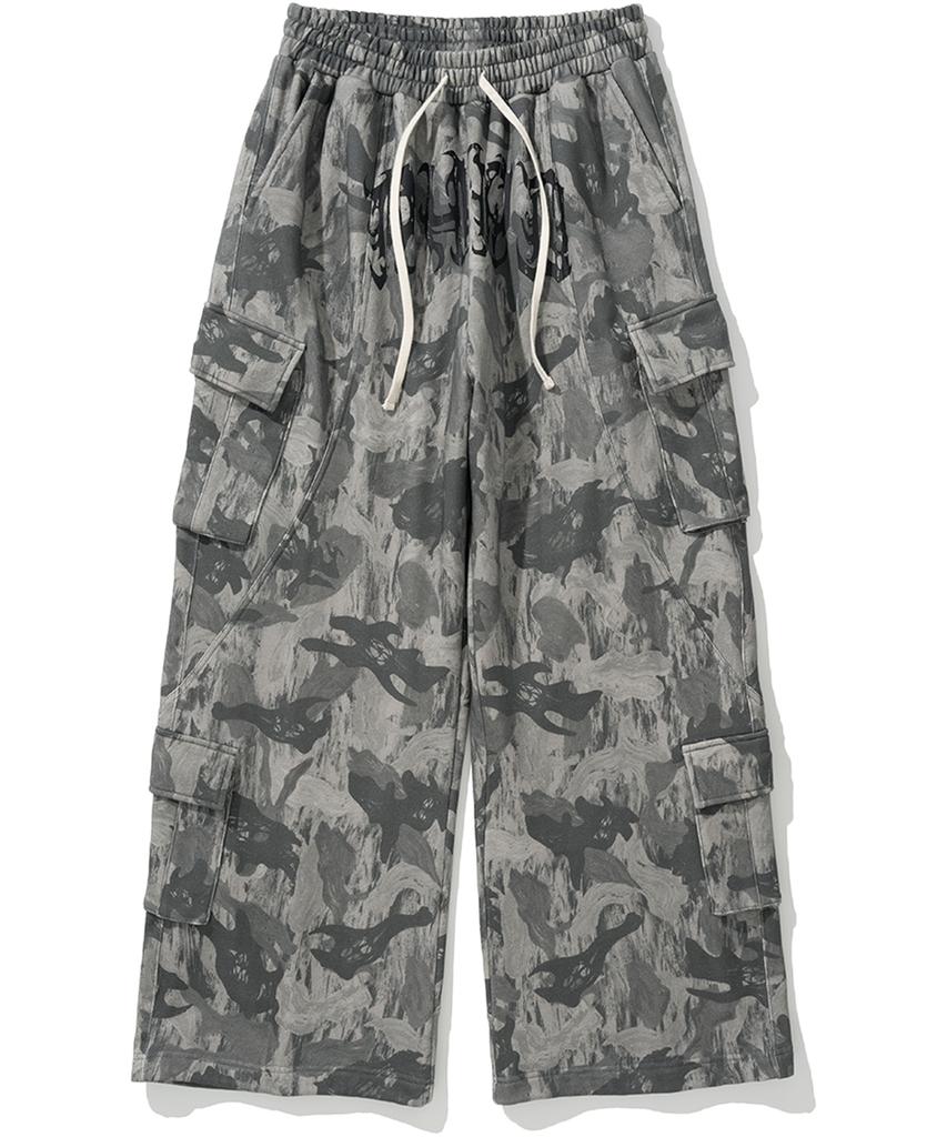 NOT4NERD Camo Incision Multi Cargo Sweat Pants - Gray