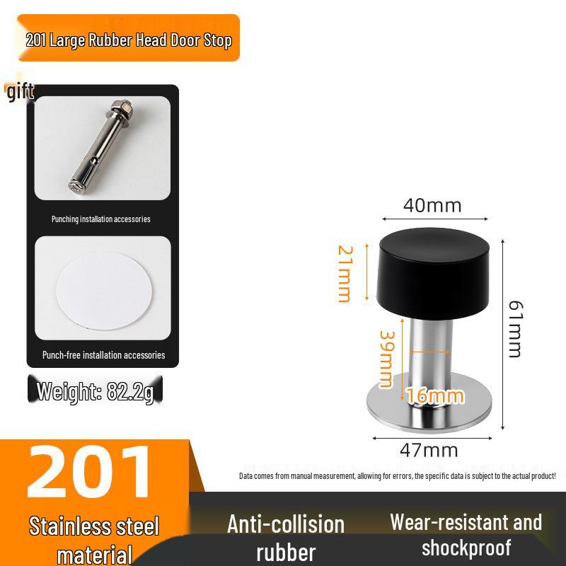 Stainless Steel Wall/Floor Mount Anti-Collision Door Stopper with Thickened Base