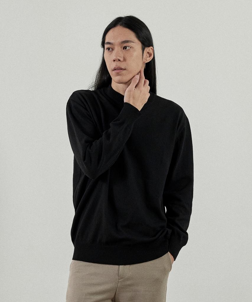 ANALOG MOOD Like Semi-Half Turtleneck Knit (Black)