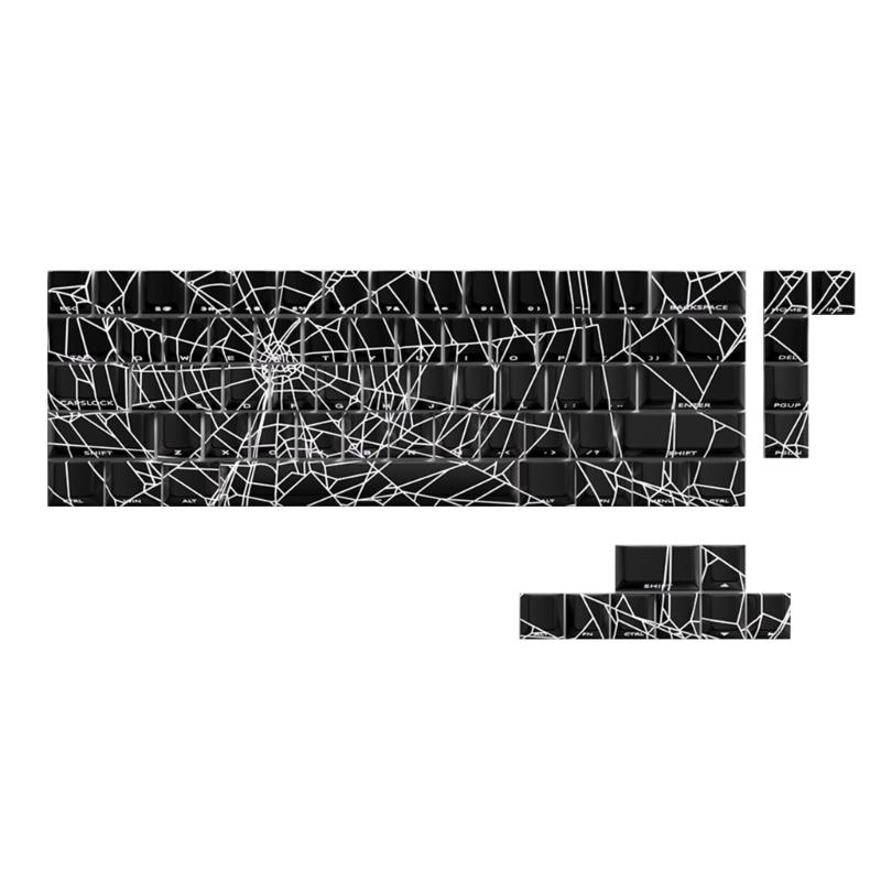 64/74 Tasten Transluzente Tastenkappen Spinnennetz Seitenaufdruck Hintergrundbeleuchtet Durchscheinende Tastenkappen für 60 61 63 64 65 67 68 Tastaturen