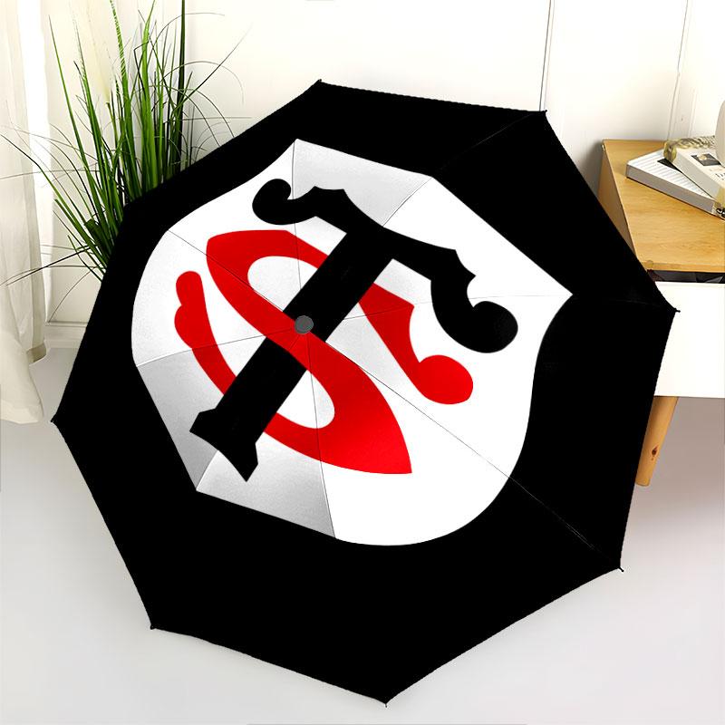 1 PC Automatic Folding Umbrella - Stade Toulousain Pattern, Portable & Foldable Design with 8 Ribs, Christmas Birthday Gifts