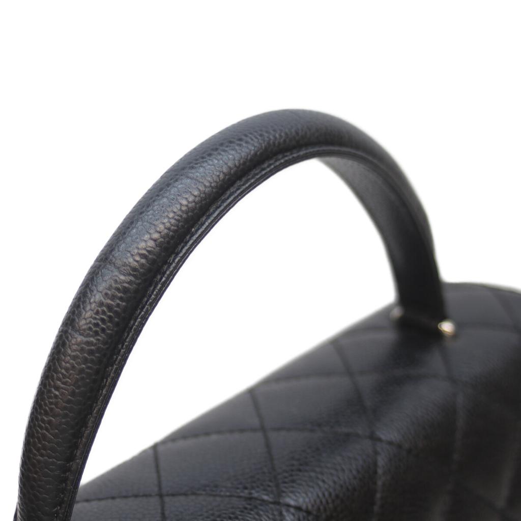 CHANEL No. 6 A12397 Black Caviar Silver Hardware Matelasse Top Handle Brief Handbag Black / SV HardwareUsed