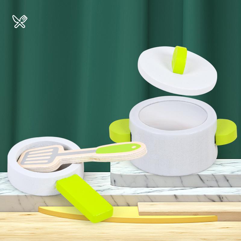 BABIBO Wooden Kitchen Toy Stove For Boys And Girls Children Wooden Play-Cutting Mini Cooking Baby Kitchenware Set